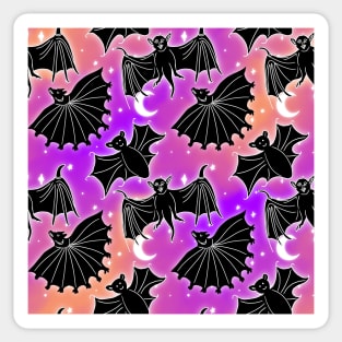 Pink and Orange Galaxy Medieval Art Bats Sticker